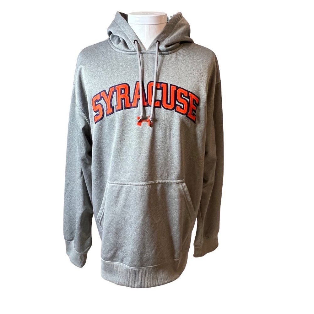 Syracuse University SU Adidas Gray Sweatshirt Sweat Shirt Hooded Sz Medium Loose